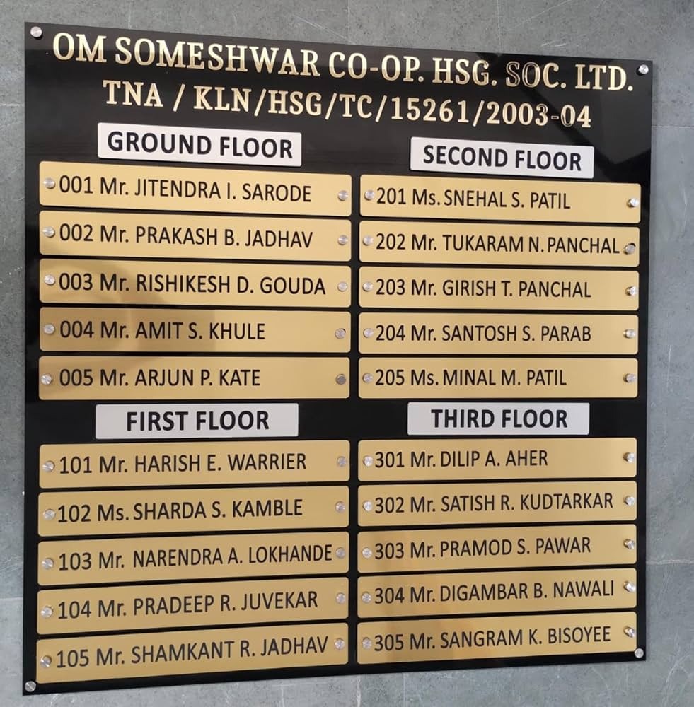 Acrylic Society Name Board - Image 3