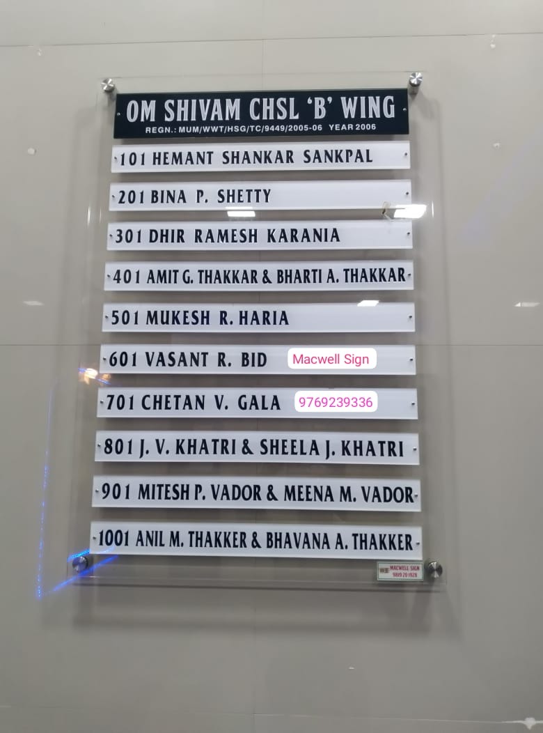 Acrylic Society Name Board - Image 7